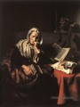 Vieille femme somnolant Baroque Nicolaes Maes